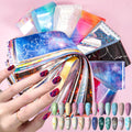XEAOHESY 300 Sheets Nail Foils Transfer Nail Art Stickers Aurora Iridescence Gradient Marbling Holographic Laser Nail Foil Sheets Leopard Print Transfer Foil for Nails Decoration