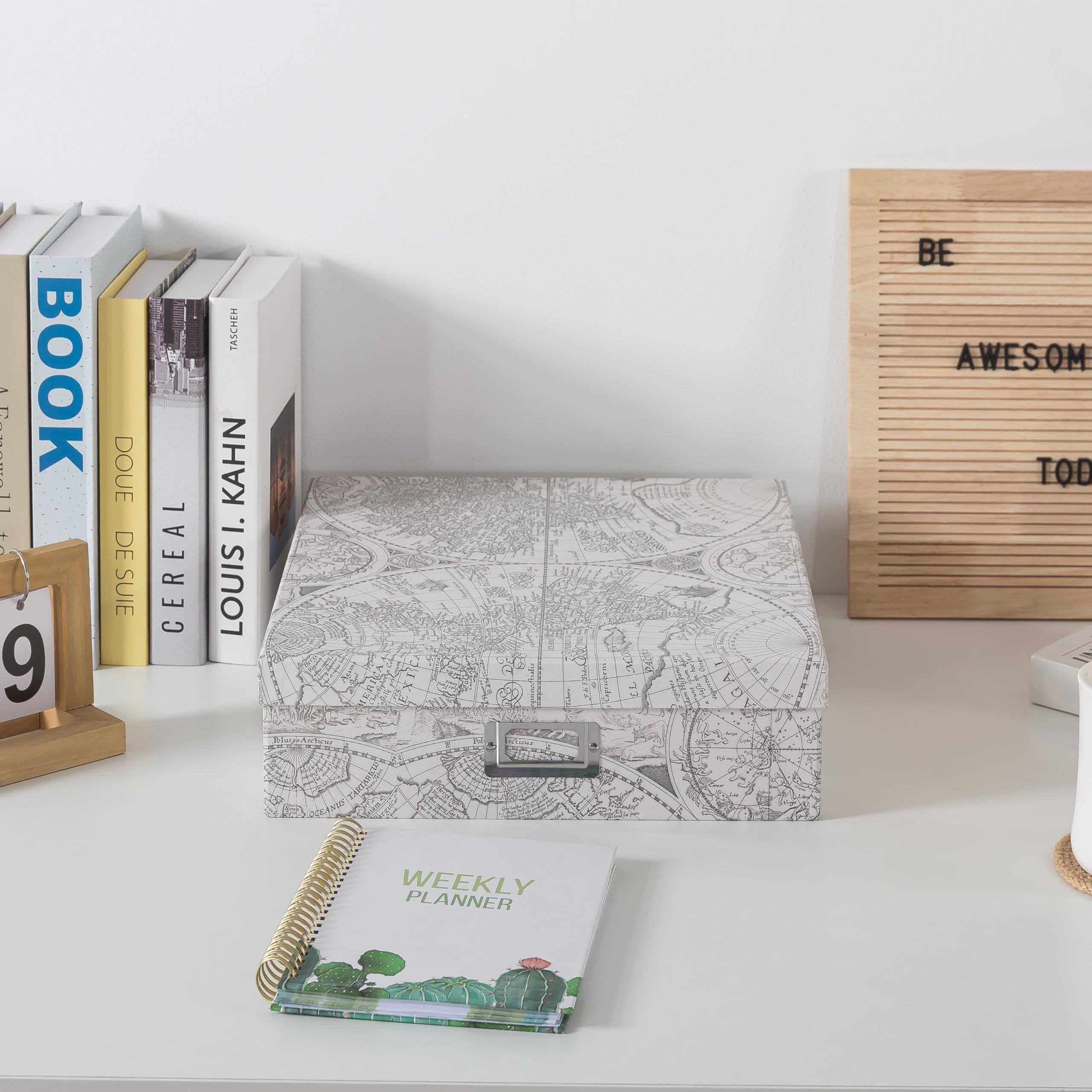 Soul & Lane - Travel Keepsake Storage Box, 14.8x13x3.7 In, Vintage Atlas