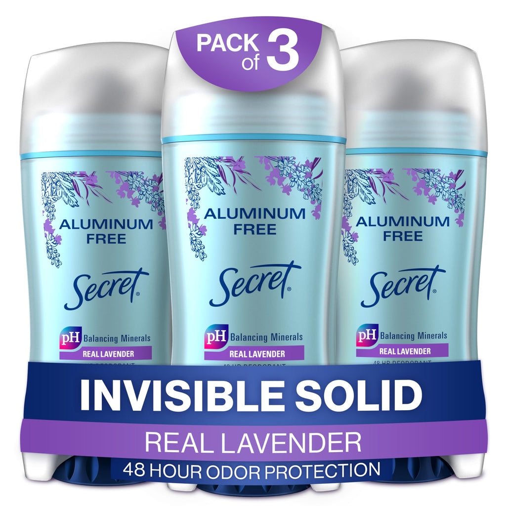 Secret Antiperspirant and Deodorant for Women, Aluminum Free Invisible Solid, Daylily Scent, 2.4 Oz (Pack of 12)