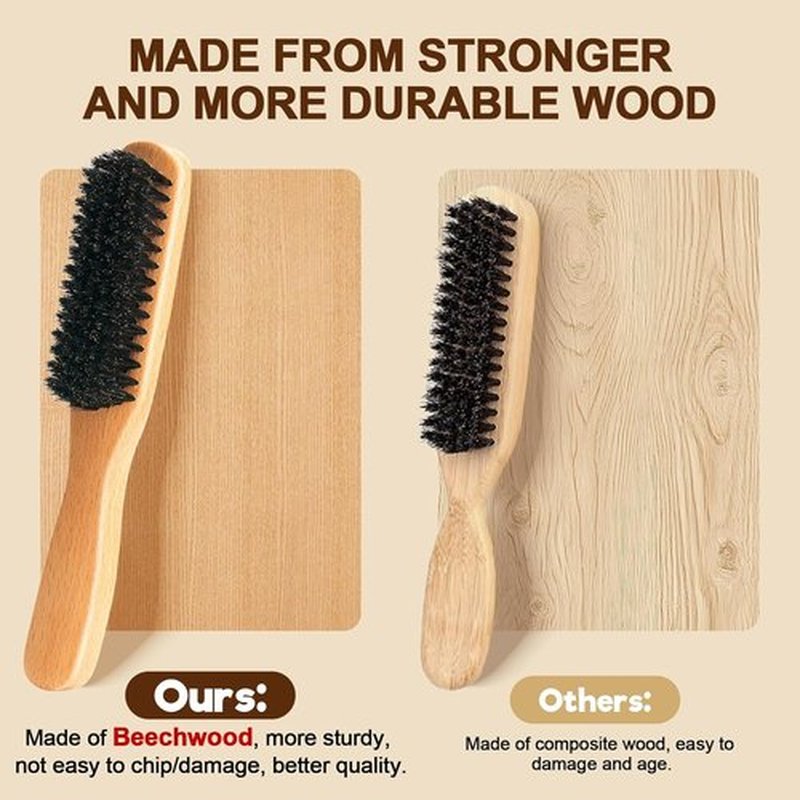Boar Bristle Hair Brush - Smooth Flyaways & Frizz Control for Sleek Styles | Comb & Teasing Brush for All Ages