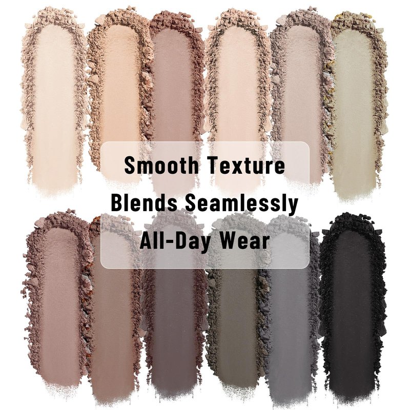 UCANBE 2 PCS Eyeshadow Makeup Palette Kit, 12 Color Nude Eye Shadow Set, Neutral Matte Shimmer Make Up Pallet With Double-Ended Brush, Highly Pigmented Long Lasting Waterproof