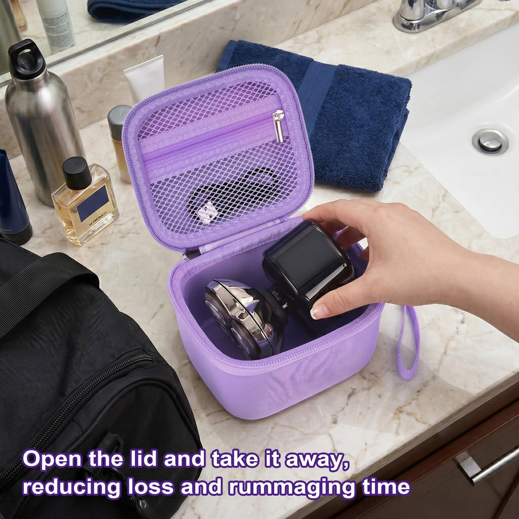 Case for Skull Shaver Electric Pitbull Pro Razor, Hard Travel Rotary Men Head Shavers Beard Trimmer Storage Carrying Box with Zipper Mesh Pocket for Men's Gold Pro Mustache Grooming Kit-Only (Purple)
