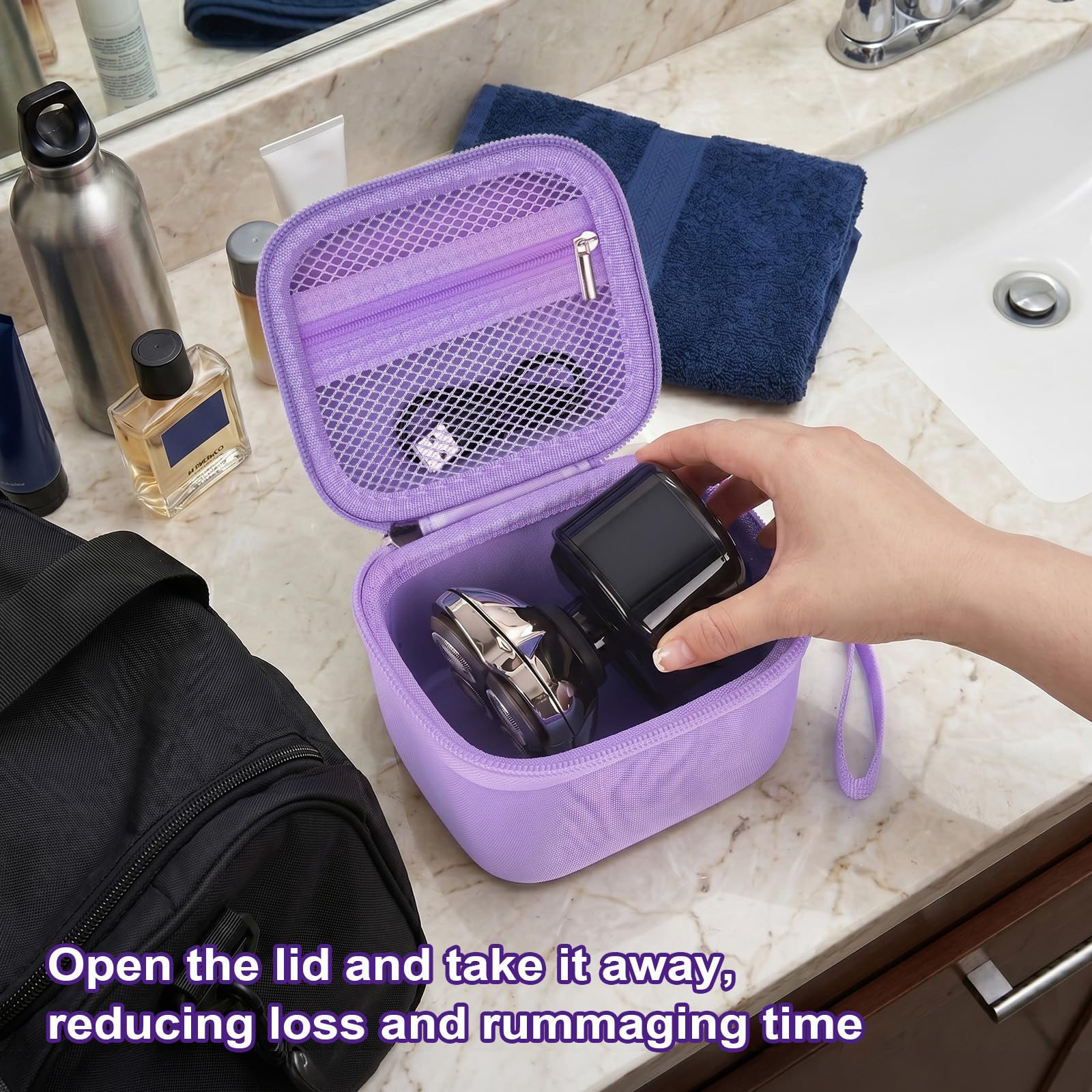 Case for Skull Shaver Electric Pitbull Pro Razor, Hard Travel Rotary Men Head Shavers Beard Trimmer Storage Carrying Box with Zipper Mesh Pocket for Men's Gold Pro Mustache Grooming Kit-Only (Purple)