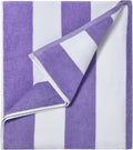 LULUHOME Large Oversized Beach Towel - Soft Striped Cotton Pool Towel 36 x 70 Inch | Purple for Adults