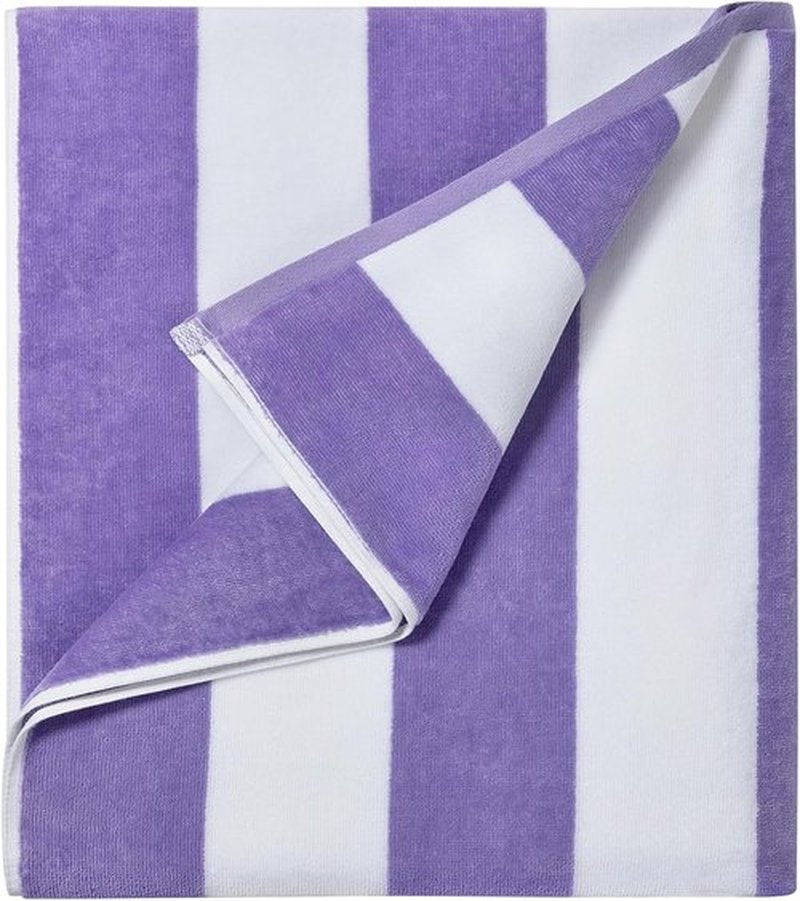 LULUHOME Large Oversized Beach Towel - Soft Striped Cotton Pool Towel 36 x 70 Inch | Purple for Adults