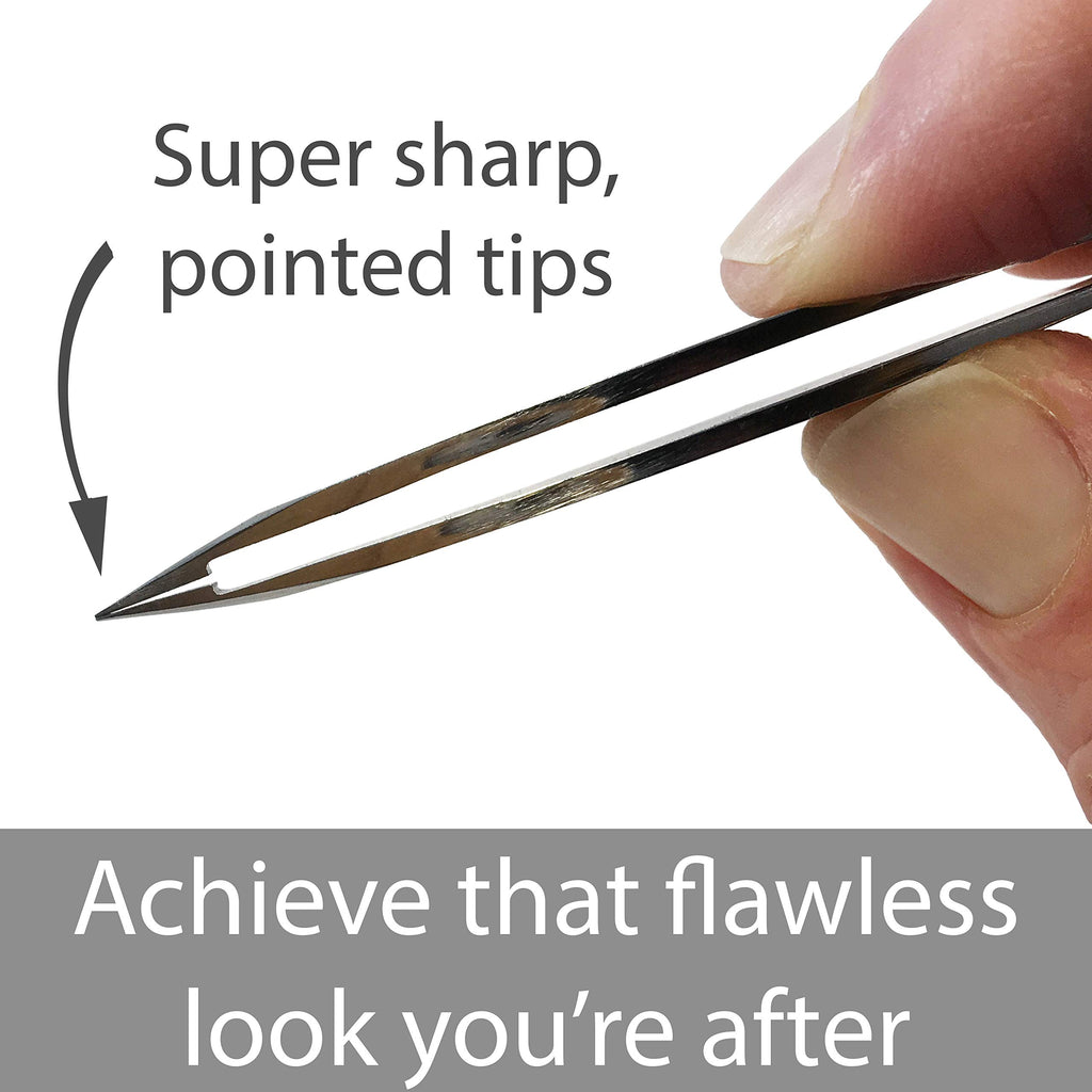 Zizzili Basics Elite Series Tweezers - Surgical Grade Stainless Steel - Precision Pointed Tweezer for Professionals