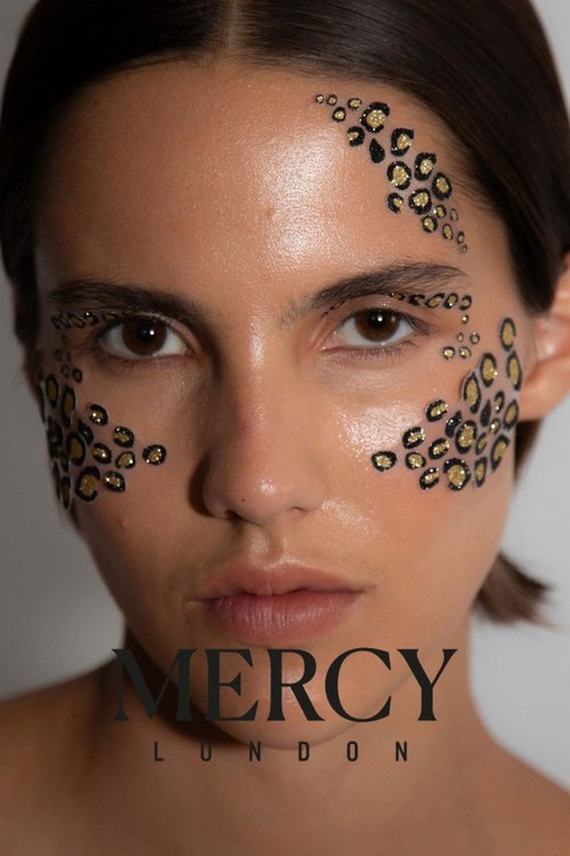 Leopard Print Contour Face Jewels by Mercy London Leopard Cat Costume Accessories Gems All In One Halloween Stick On