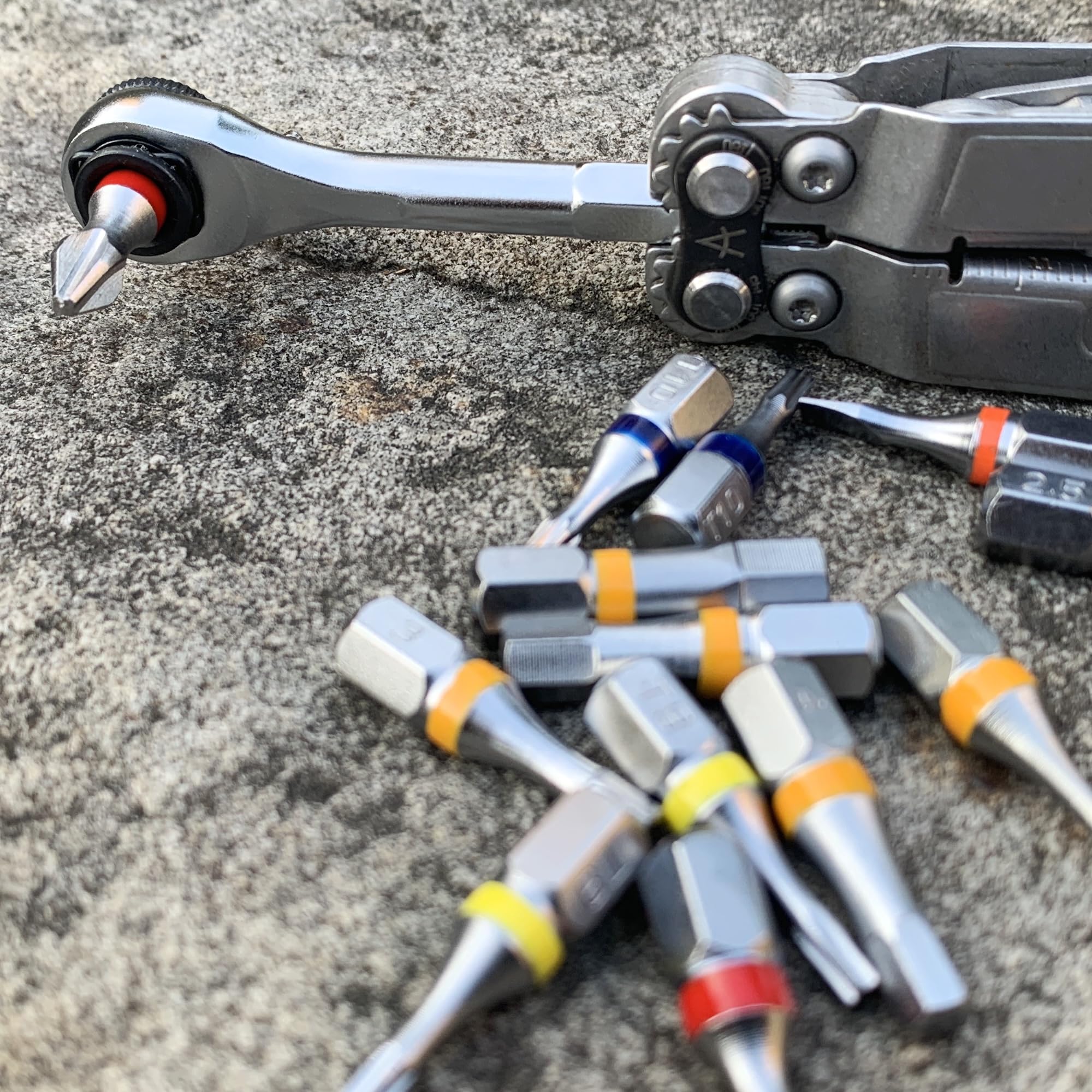 711L Hex End EDC Ratchet Wrench - Accessory for Multitools with 1/4" Hex Bits Adapters - Compatible with 1/4 Inch Socket Extensions