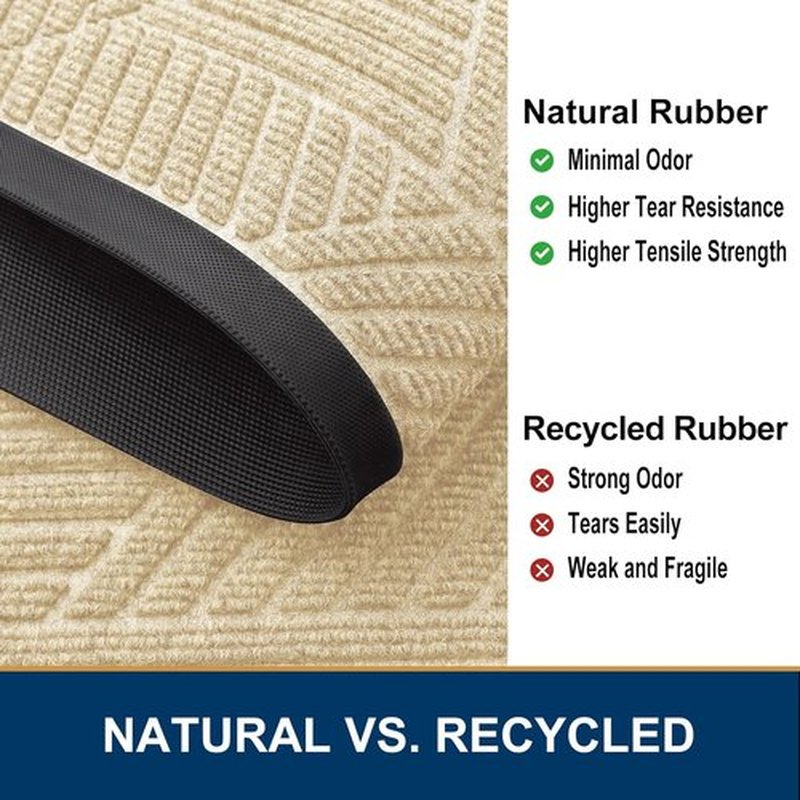 Smiry Heavy-Duty Natural Rubber Front Door Mat - Traps Dirt & Moisture | Easy Clean, Irregular Triangle (29.5x17, Beige)