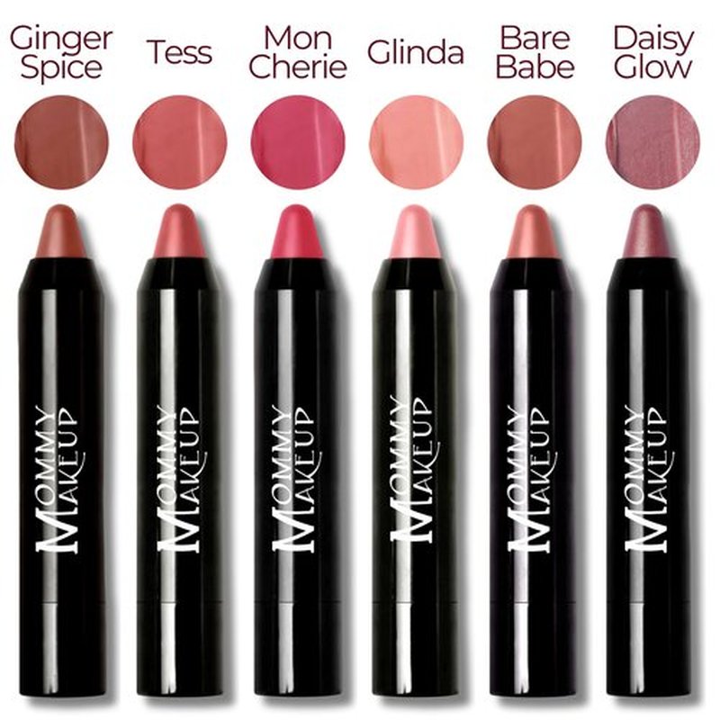 Mommy Makeup Triple Sticks Lipstick, Cream Blush & Treatment All-In-One with Shea & Cocoa Butter - Soft & Creamy Moisturizing Lip Crayon For Lips & Cheeks (Glinda)