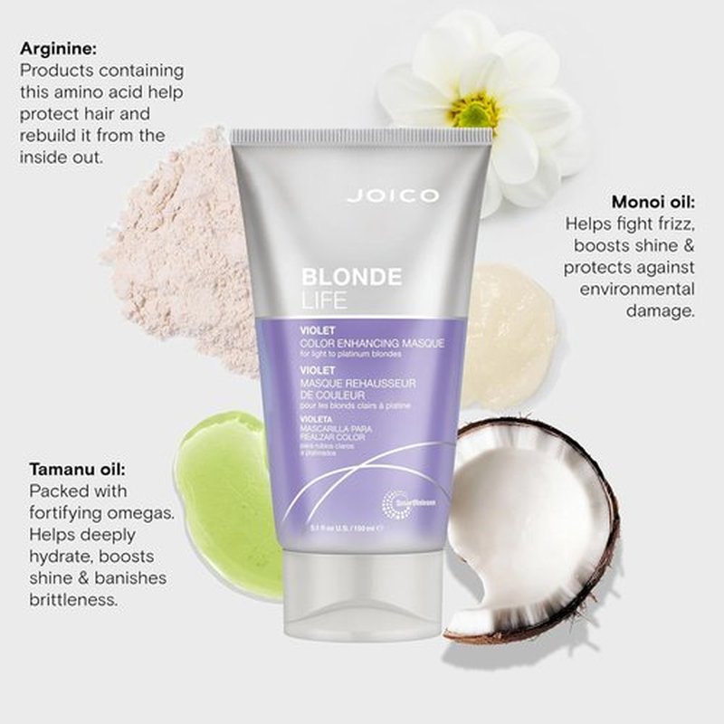 Joico Blonde Life Color Enhancing Masque - Color Depositing Treatment for Blonde Hair | Fortified With Monoi & Tamanu Oil