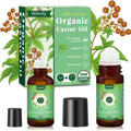 Warmify 2-in-1 Castor Oil Roll On for Face & Hands, Organic Cold Pressed, Hexane-Free, Unrefined Glass Bottle – Targeted Roller Balls for Eye, Lip, Skin, Nail & Cuticle Care – 2 x 1 fl.oz