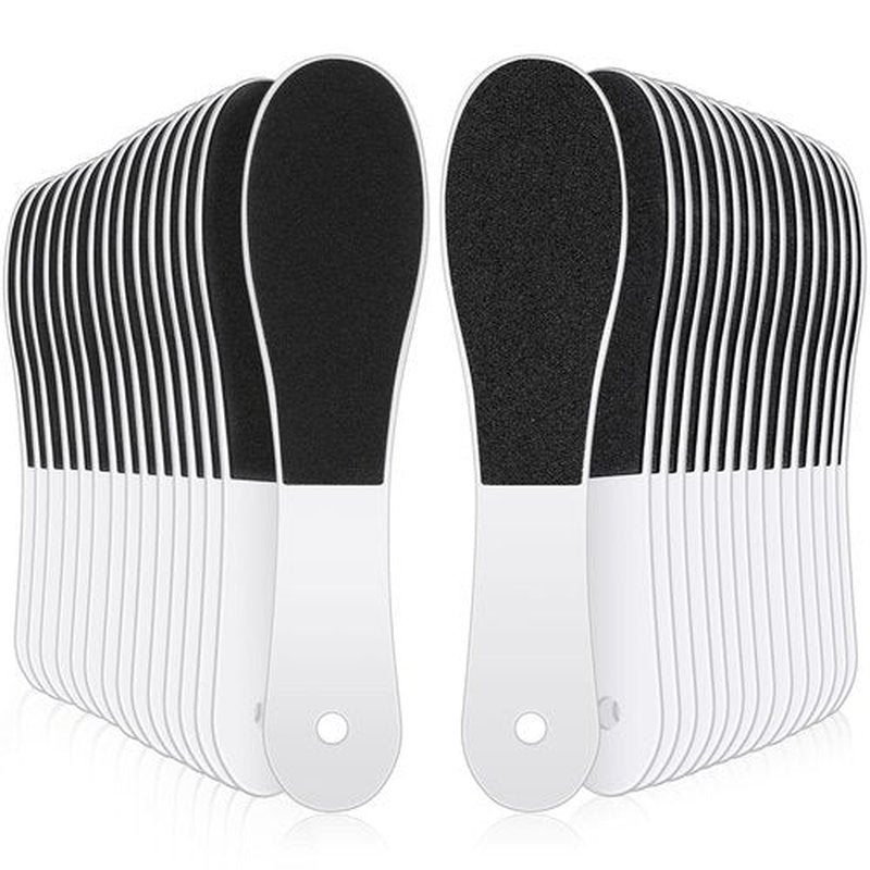 Lothee 30 Pack Foot File Foot Callus Remover Double Sided Professional Sandpaper Pedicure Tool Feet Scrubber Sander Feet Rasp for Dead Skin Cracked Heel Women Manicure Beauty Spa, 100/180 Grit, White