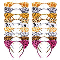 Hoemwarm 18 Pcs Animal Cat Ears Headband Cheetah Ears Hair Accessories,Halloween Cat Ears Hairband Tiger Zebra Leopard Headband for Forest Theme Birthday Cosplay Party,Halloween Decor Supplies