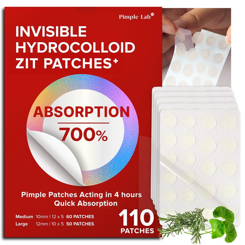 Zit Patches for Face - Invisible Spot Clear Pimple Patches - Fast Acting Thin Hydrocolloid Acne Dots Breakouts Treatment - Stickers Blemish Cover for Makeup Tea Tree, CICA, Madecassoside Waterproof
