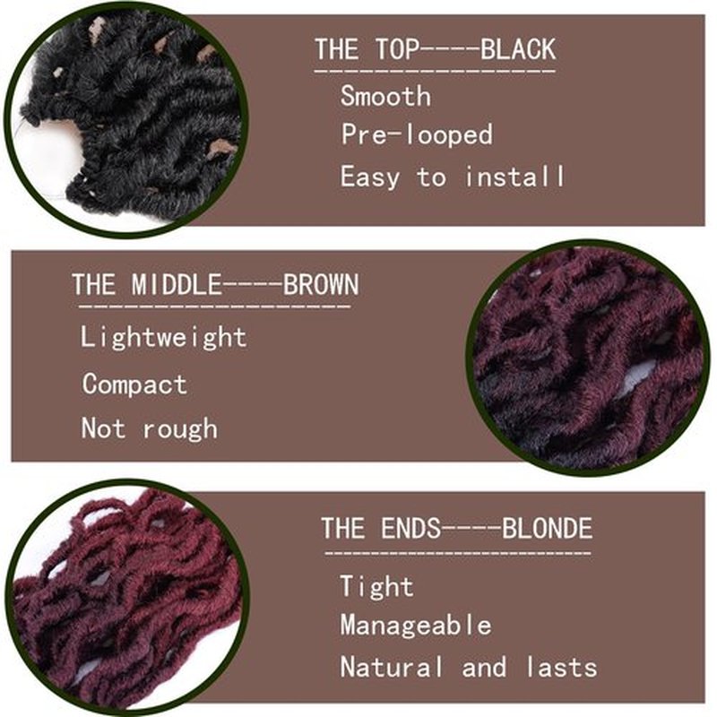Faux Locs Crochet Hair 10 Inch 6 Packs 3 Tone Ombre Red Goddess Locs Crochet Hair for Black Women, Prelooped Gypsy locs Crochet Hair for Wavy Dreadlocks Crochet Hair Extensions, 1B/99j/530