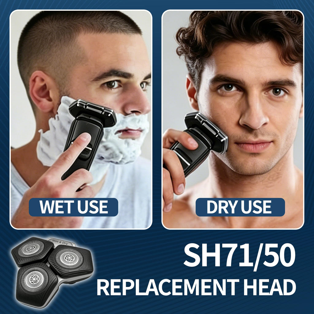 SH71/50 Replacement Heads for Ph*-lips No*elco Shavers,Compatible with Series 7000 & 5000 Electric Razor Blades, Wet & Dry Use, Easy-Install Replacement Shaver Heads, 1 Pack (Black)