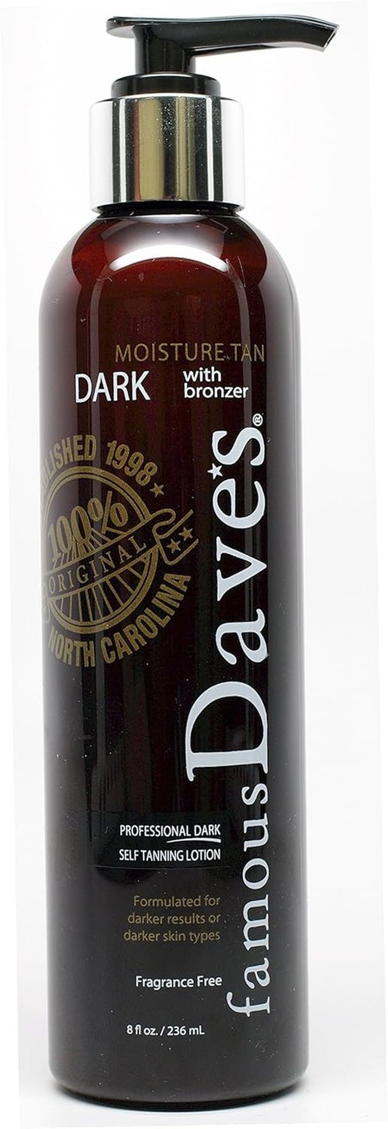 Dave's Dark Self Tanner - Sunless Tanning Lotion with Bronzer for All Skin Types | 8 oz