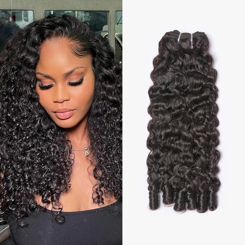 WEQUEEN Burmese Curly Bundles Human Hair 16A Brazilian Virgin Hair 16 Inch Thick Weave Natural Black