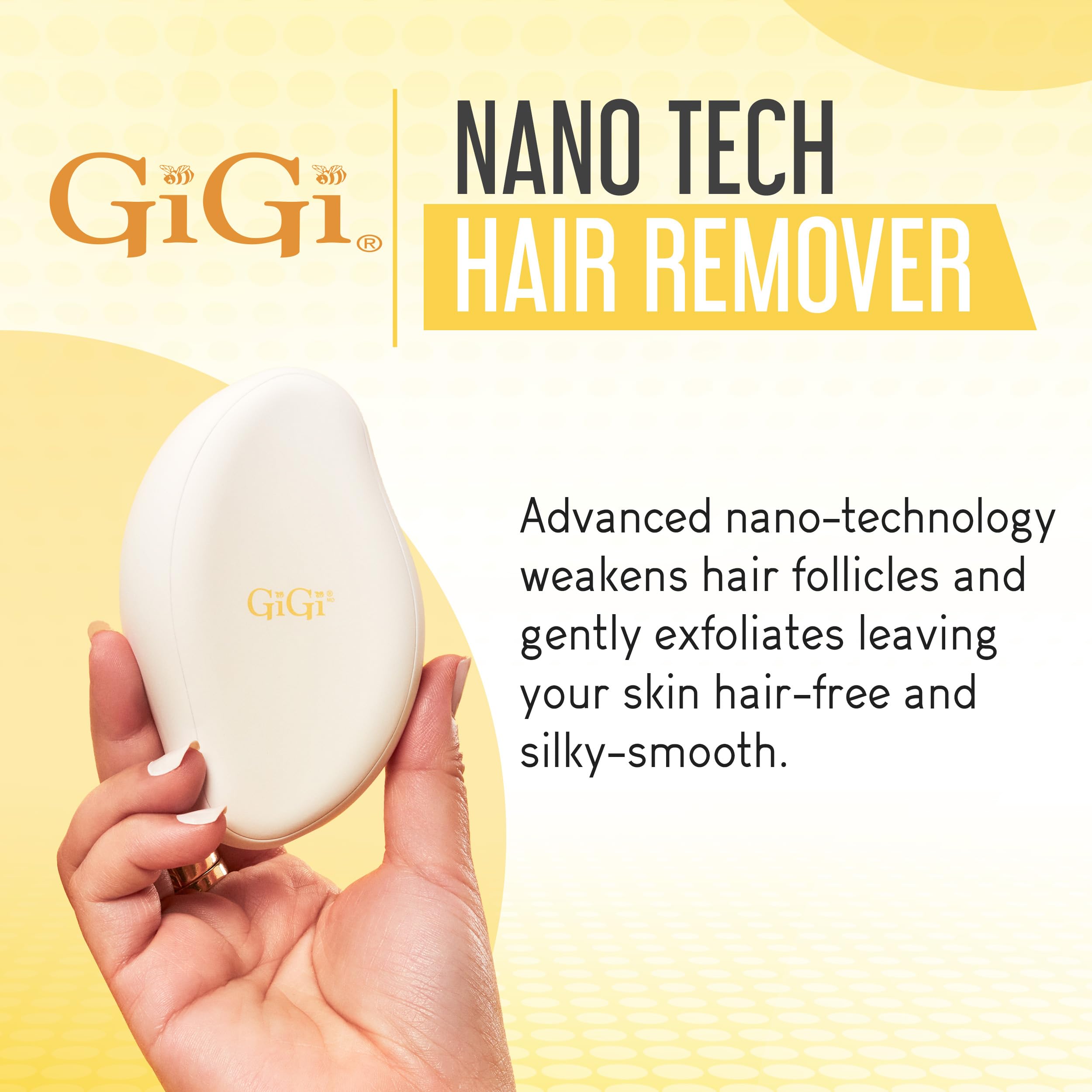 GIGI Nano Tech Crystal Hair Remover for Women – Painless Reusable Hair Removal Device for Legs, Arms & Bikini, Exfoliating Hair Eraser for Smooth Skin