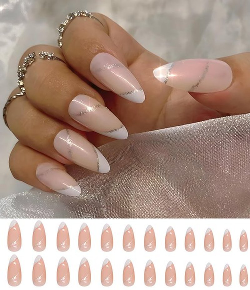 Pre-Designed Almond Press on Nails Kit for Finger by Asenei, 168 Pieces, 7 Designs, with 2 Bottles Nail Glue and Nail tools, All in 1 Press on False Nails (almond finger nail kit)