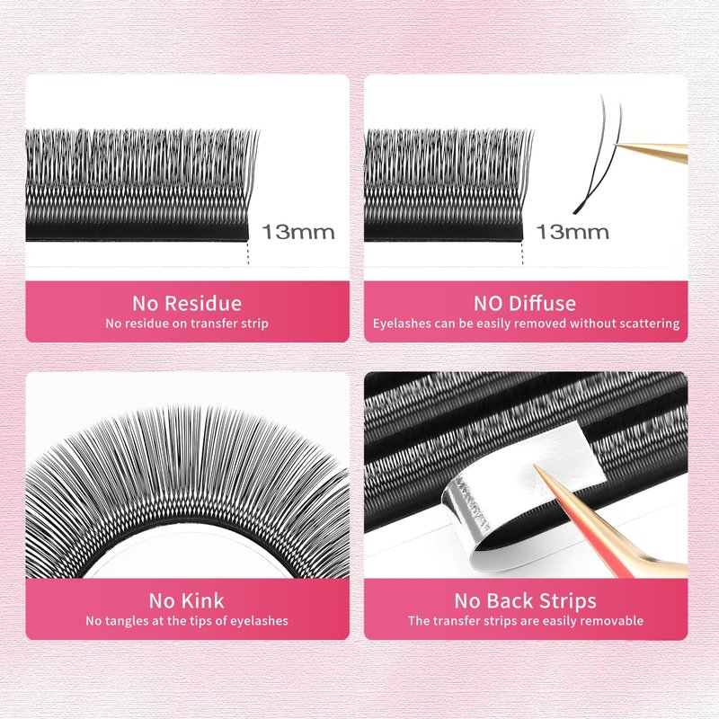 XIUSUZAKI Double Tips U Shape Eyelash Extension 0.07 D Curl Volume Premade Fans Matte Black Cluster Lash Extensions(U-Double Tips-0.07 D-8-15mmMIX)