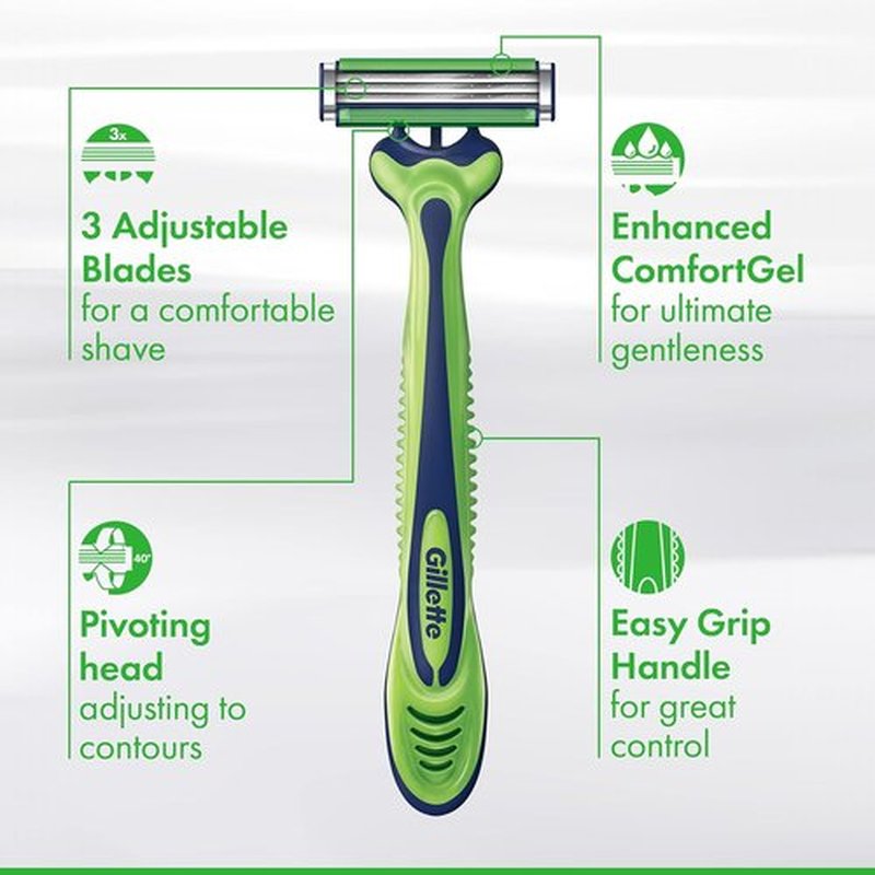 Gillette Sensor3 Sensitive Men's Disposable Razors - Comfort & Precision | Pack of 4