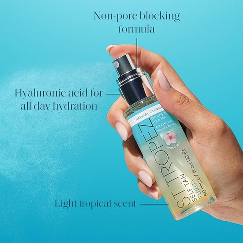 St. Tropez Self Tan Purity Face Mist - Natural Sunkissed Glow with Hyaluronic Acid | 2.7 Fl Oz, Vegan & Cruelty-Free