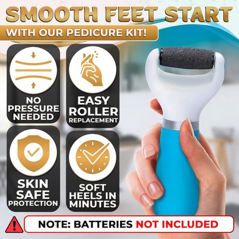 Electric Foot Callus Remover Tool | Batteries Not Included – High-Speed Foot Grinder with Easy-to-Replace Roller – On-The-Go Electric Callus Remover for Feet | Pedicure Tools for Feet Smoothing
