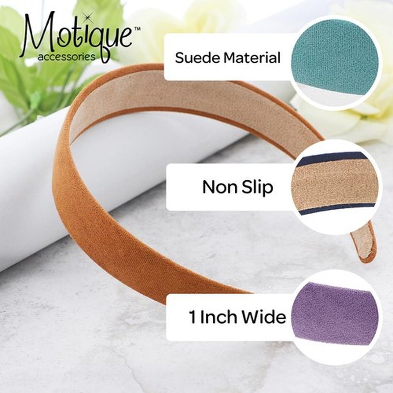 Motique Accessories 1 Inch Wide Suede Like Headband Solid Hair band for Women and Girls (Hot Pink)