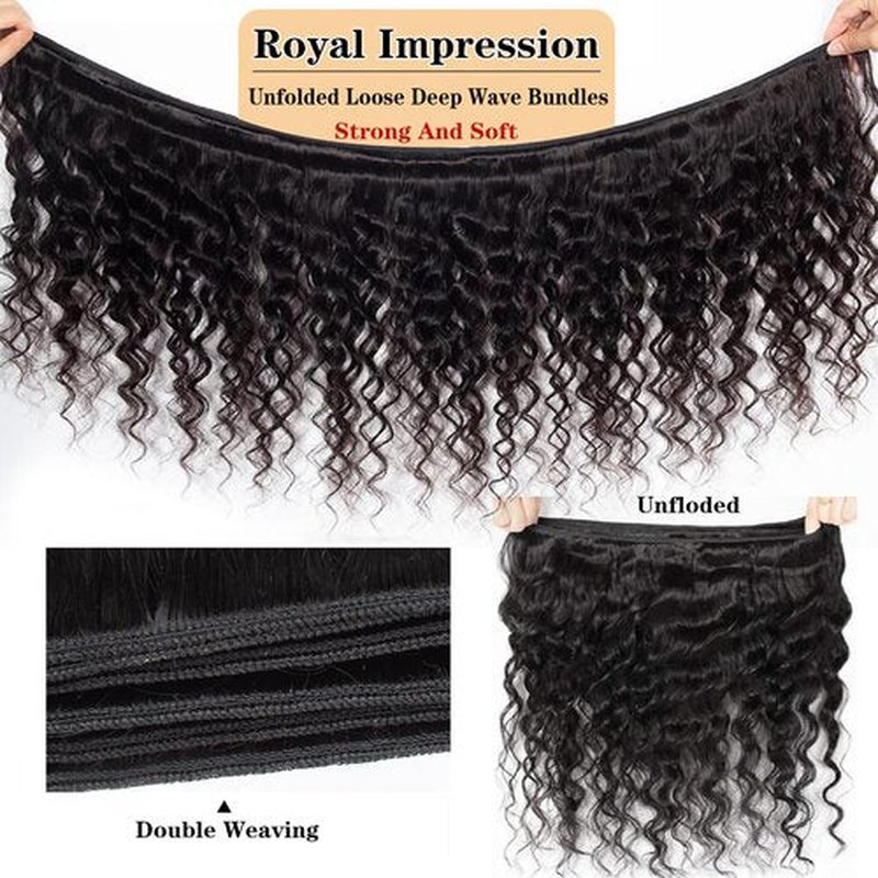 12A Loose Wave Bundles Human Hair 14" 16" 18" 300g 100% Unprocessed Brazilian Virgin Hair Loose Deep Wave Human Hair Weave Bundles Natural Color