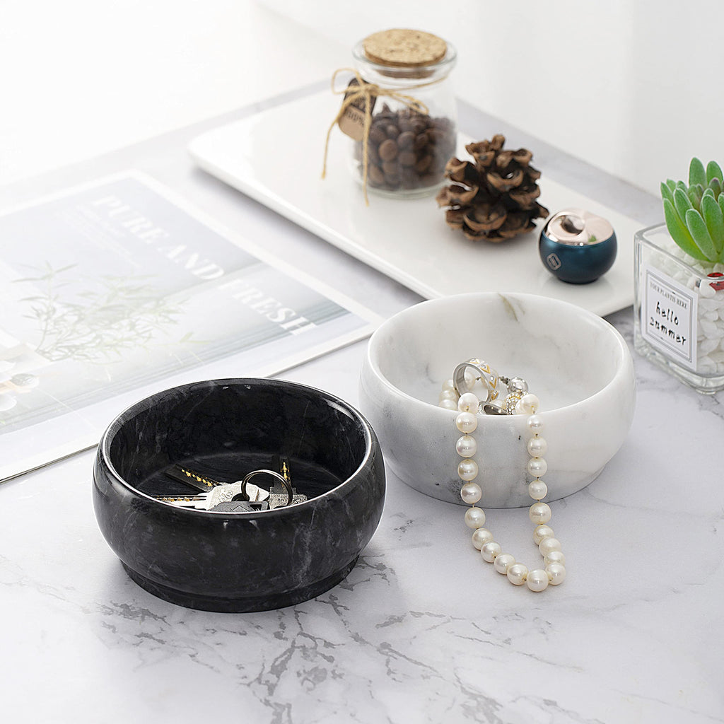CM CHIC MONDAY 4.72 Inch Decorative Bowls - Natural Marble Key, Coffee Table Centerpiece, Soap Serving, Incense Burner, Smudge Bowl