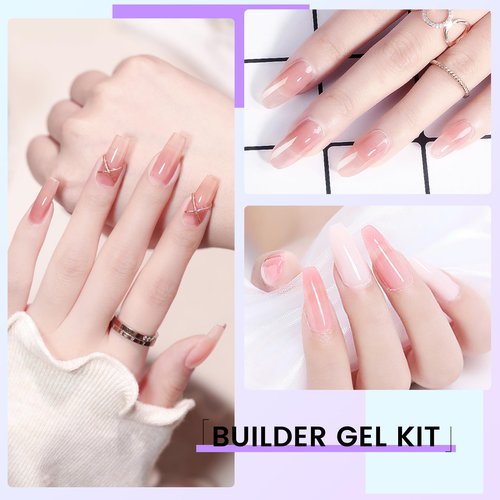 Hard Gel Builder Gel for Nails Durable Strong Long-lasting Nude 3D Sculpting Nail Extension Nail Builder Kit 1.05oz (nude, 1fl.oz)