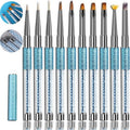10PCS Acrylic Nail Art Brushes Set Manicure Tools Nail Art DIY Design Brush for Acrylic Application Pedicure Round Nail Art Brush for Acrylic Powder Nail Extension Nail Professional