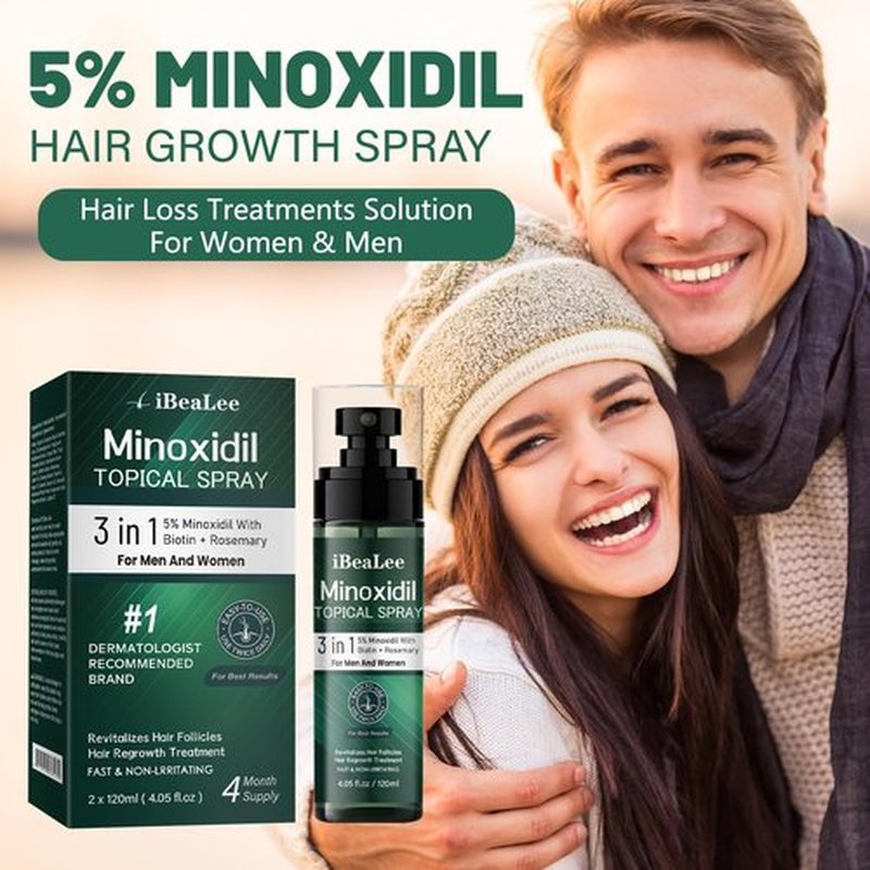 5% Minoxidil for Men and Women Hair Growth, Minoxidil Hair Growth Spray with Biotin & Rosemary to Fight Hair Loss, Extra Strength Hair Regrowth Treatments for Thicker Stronger Fuller Hair, 2 Bottles