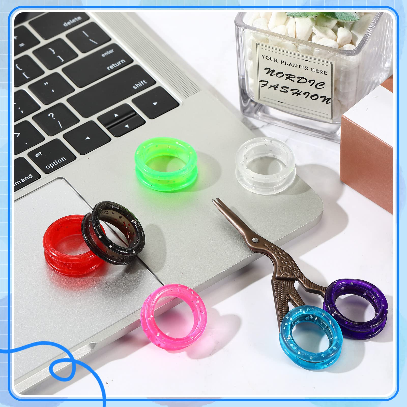 Skybooly 24 Pcs Silicone Scissors Finger Rings Soft Dog Grooming Scissors Accessories Pet Grooming Shear Finger Ring Thumb Inserts Grips for Dog Hair Cutting(8 Colors)