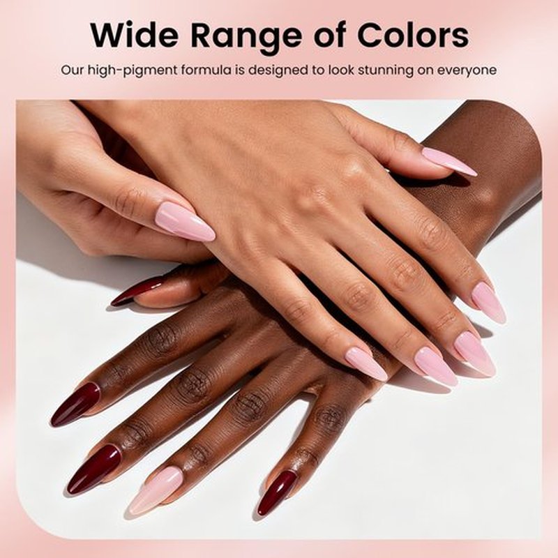 phoenixy 60 Pcs Gel Nail Polish Set, 54 Colors Soak Off Gel Nail Polish Pink Red Black Base Coat Glossy Matte Glitter Top Coats Beginner Starter DIY Gift for Women