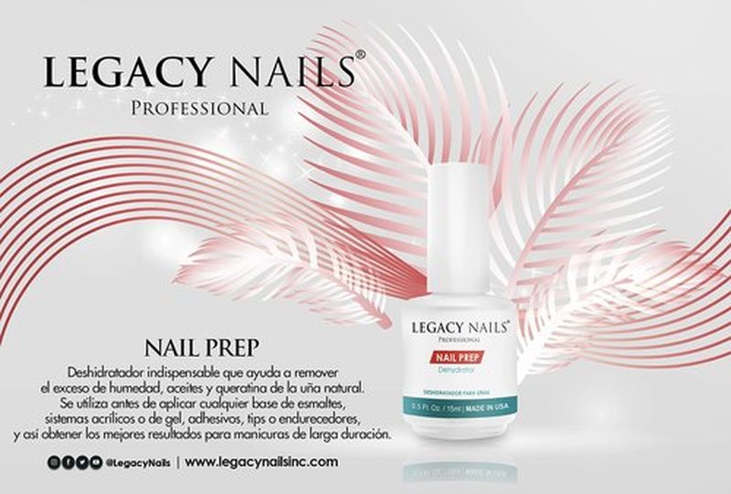 LEGACY NAILS Professional Nail Prep & Primer .5oz each Nail Prep Dehydrator and Nail Primer Acid-Free Low Odor Set, Acid Free Primer & Dehydrate Prep