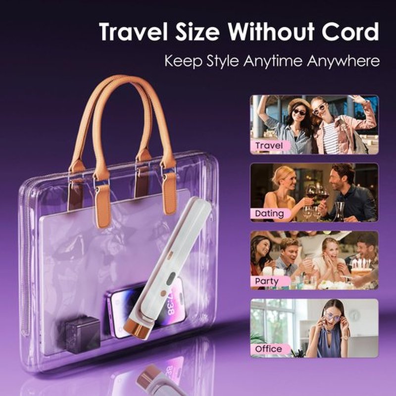 Cordless Hair Straightener Portable Travel Rechargeable Flat Iron, Fast Heating, Adjustable Temperature for Professional Straightening & Curling – Portable and Travel-Friendly (White)
