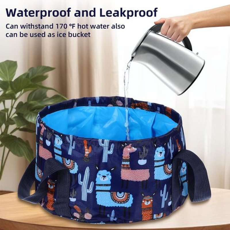 Piriuuo Collapsible Foot Soaking Tub, Portable Foot Bath Soak Tub Multi-Function Foot Bath Basin Foot Soaking Bucket with Handle Foot Soaker for Travel Camping (Navy Blue)