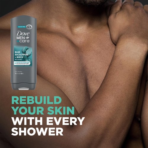 Dove Men+ Care Shower Essentials – Relaxing Body + Face Wash, Blue Eucalyptus + Birch and Revitalizing 2-in-1 Shampoo, Eucalyptus + Cedar