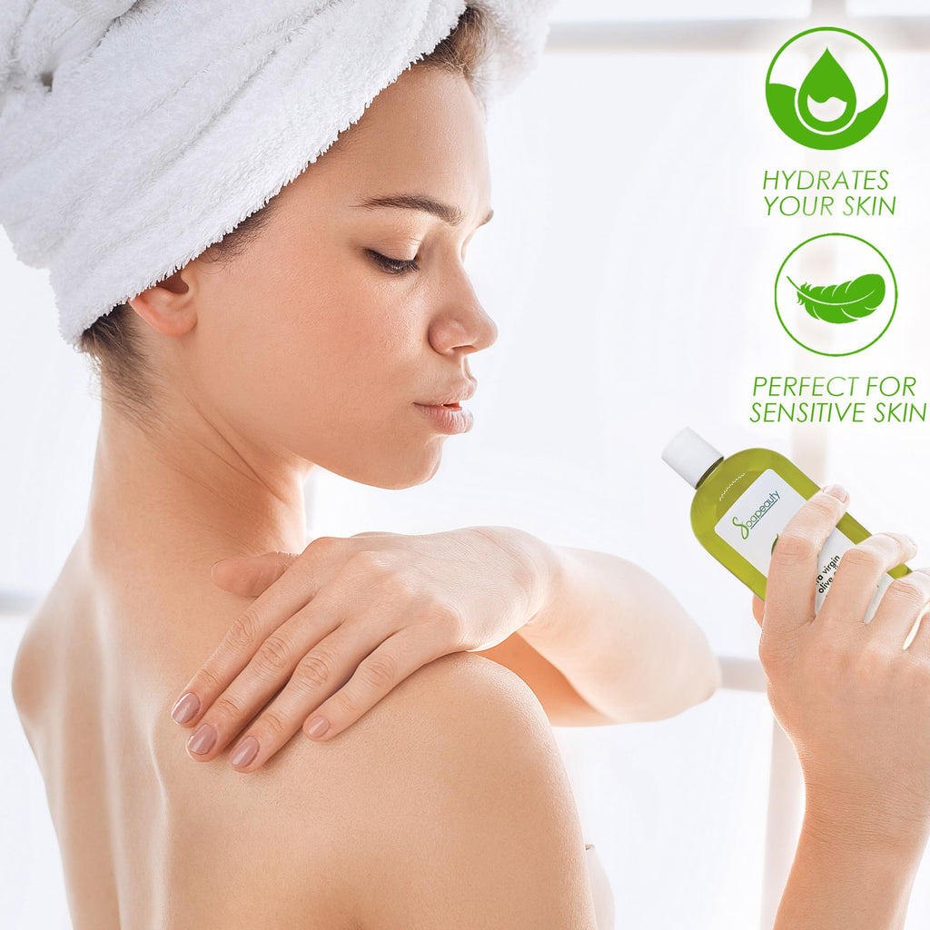Soapeauty Extra Virgin Olive Oil | 100% Pure & Natural Unrefined Cold-Pressed Carrier Oil | Massage & Body Oil | for Skin, Face, Hair, and Soap Making | Carrier for Essential Oils - 7 Pound