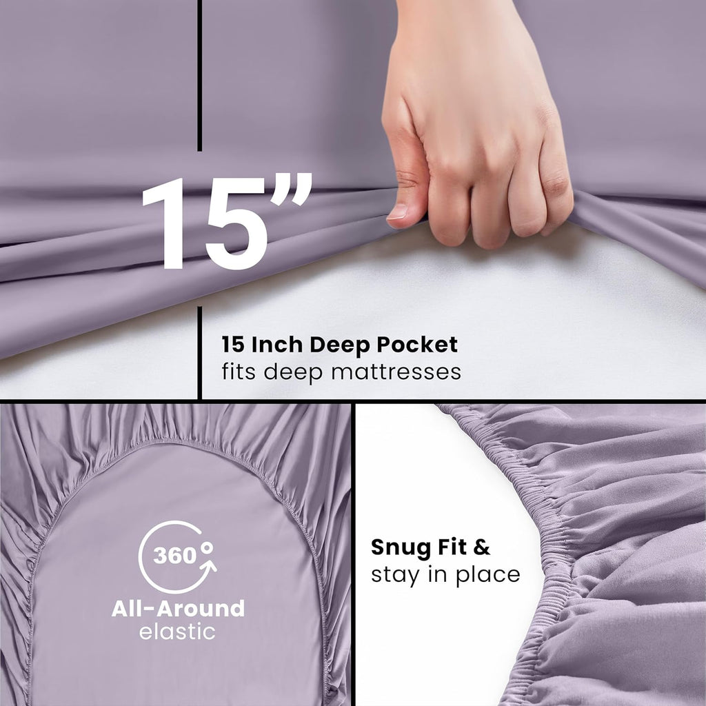 Utopia Bedding Twin Fitted Sheet - Soft Microfiber - Deep Pocket - Shrinkage & Fade Resistant | Lavender