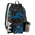 TYR Big Mesh Mummy Backpack for Swim, Gym and Workout Gear, Black, 40-Liter Capacity