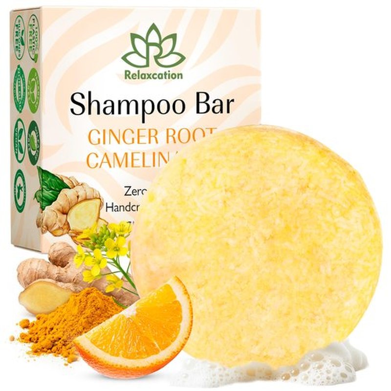 MADE IN USA Organic Ginger Hair Growth Solid Shampoo Bar for Regrowth Hair | GINGER ROOT, CAMELINA OIL, TURMERIC, LEMONGRASS | Anti Hair Loss Shampoo, Anti-Dandruff and Anti-Itching