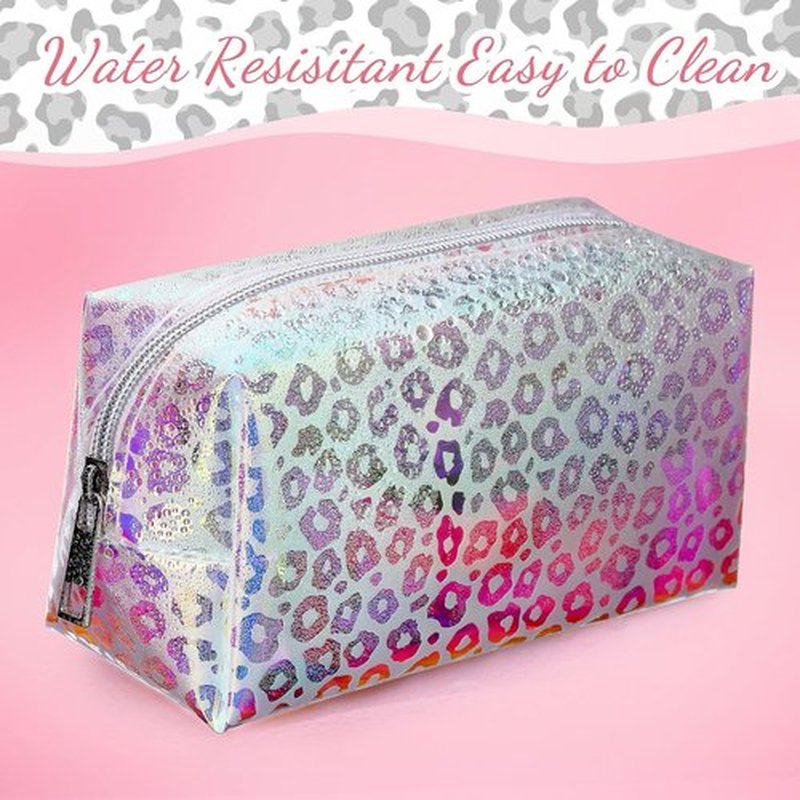 Boao Holographic Makeup Bag Set - Iridescent Glitter Travel Cosmetic Pouches | Zipper Toiletry Organizer, 2 Pcs