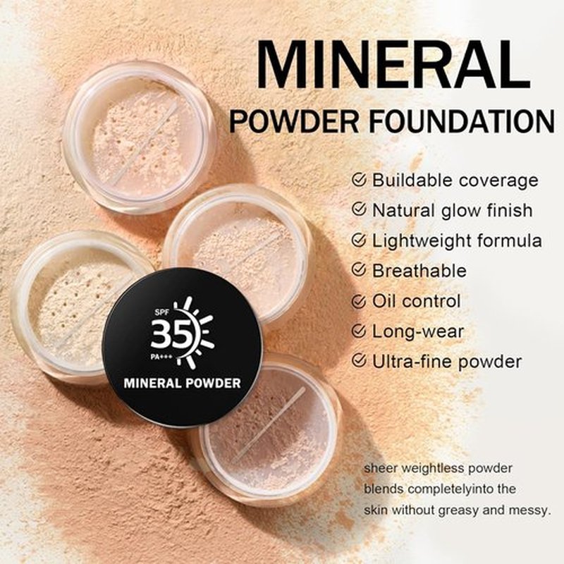 IONSGAKO Mineral Powder Foundation - Lightweight, Buildable Coverage for Natural Makeup | 0.35 oz (01 Fair Light)