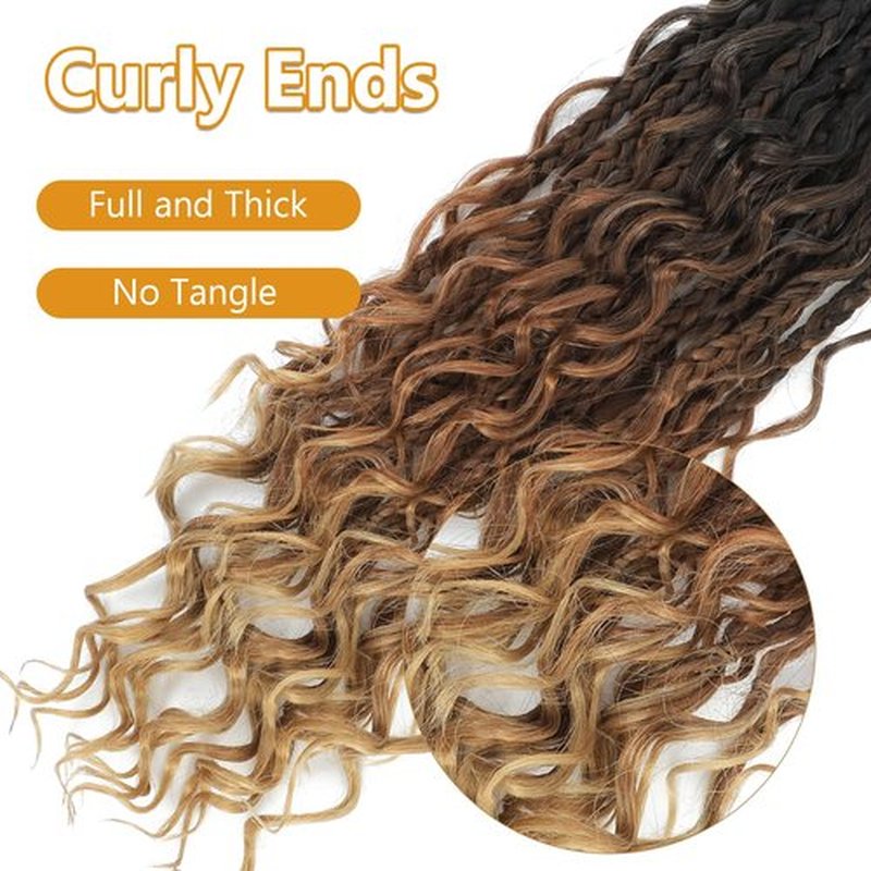 Firstcyh Hair 8 Packs Goddess Box Braids Crochet Hair for Black Women -14 Inch Crochet Braids Hair Bohomian Box Braid Crochet Hair Synthetic Braiding Hair (1B/30/27)