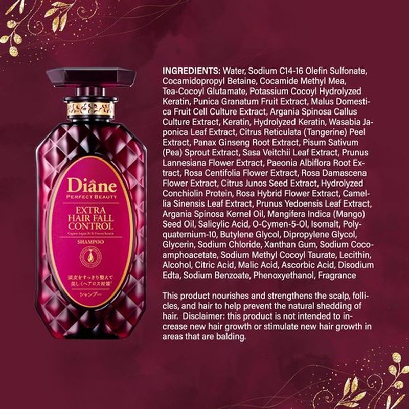 Moist Diane Hair Thickening Shampoo for Men, Hair Thinning Shampoo for Women by Keratin, Marine Protein, Ginseng & Wasabi Extract, Argan Oil SHAMPOO from Japan 15.2 Fl Oz HAIR FALL CONTROL
