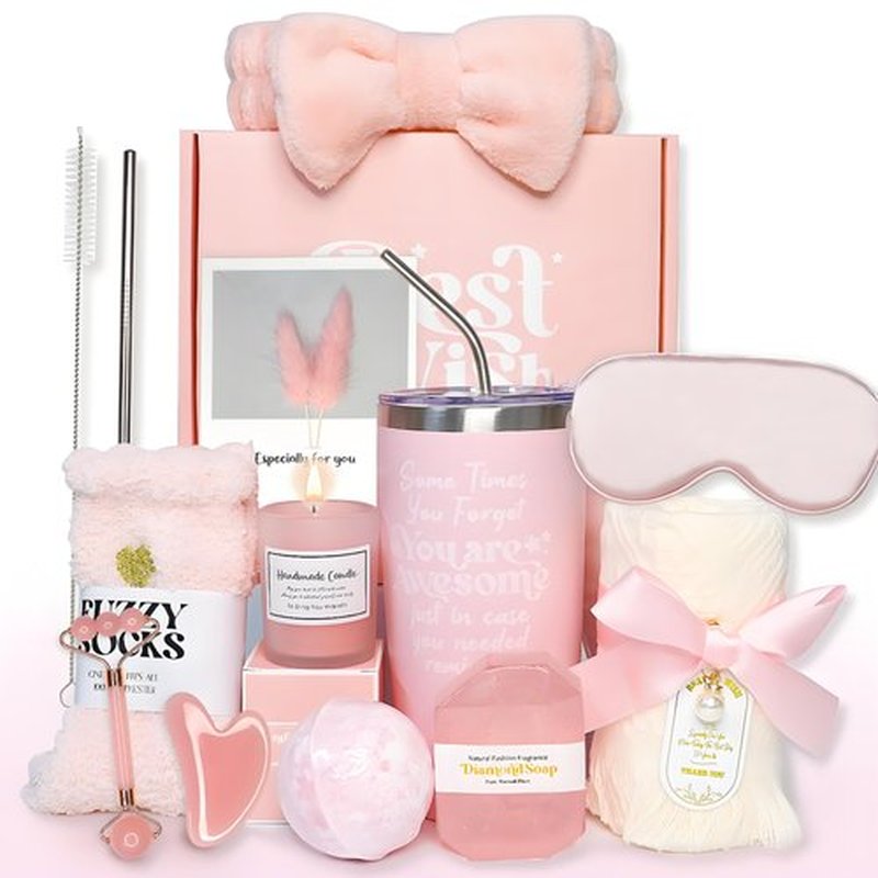 Birthday Gifts for Women, Self Care Gifts, Get Well Soon Gift Baskets for Women, Relaxing Spa Gift Basket Set, Unique Gifts for Friends, Mom, Coworker, Wife, Care Set for Mother's Day, Christmas